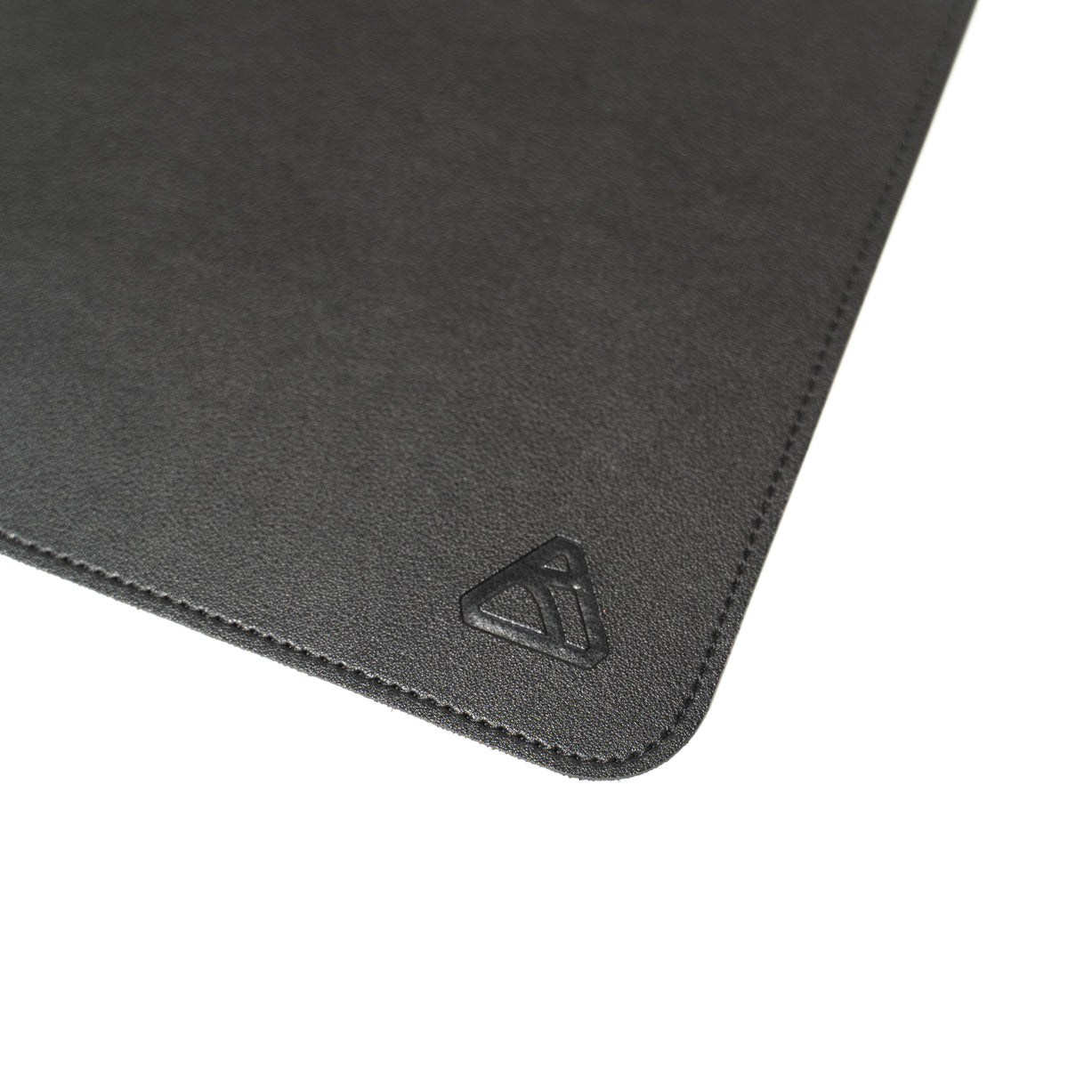 Black leather desk mat with ryskape logo